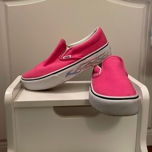 Vans hot pink flame platform slip on shoe